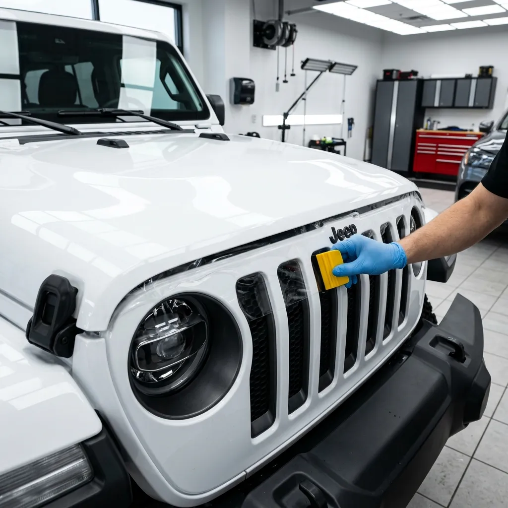 Jeep PPF installation Calgary — professional paint protection film coverage rock chip defense