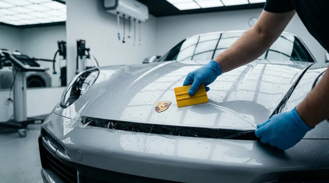 Porsche PPF installation Calgary — professional paint protection film coverage rock chip defense