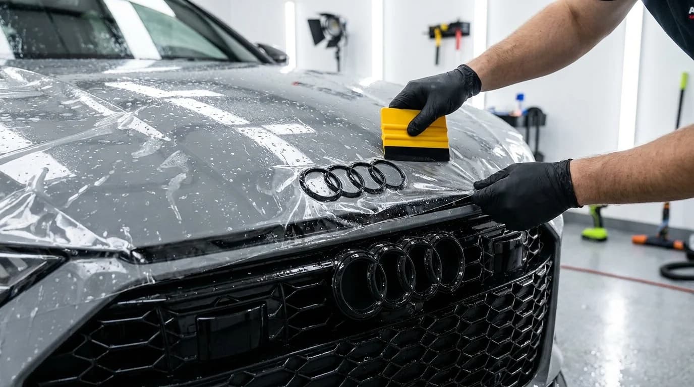 Audi PPF installation Calgary — professional paint protection film coverage rock chip defense