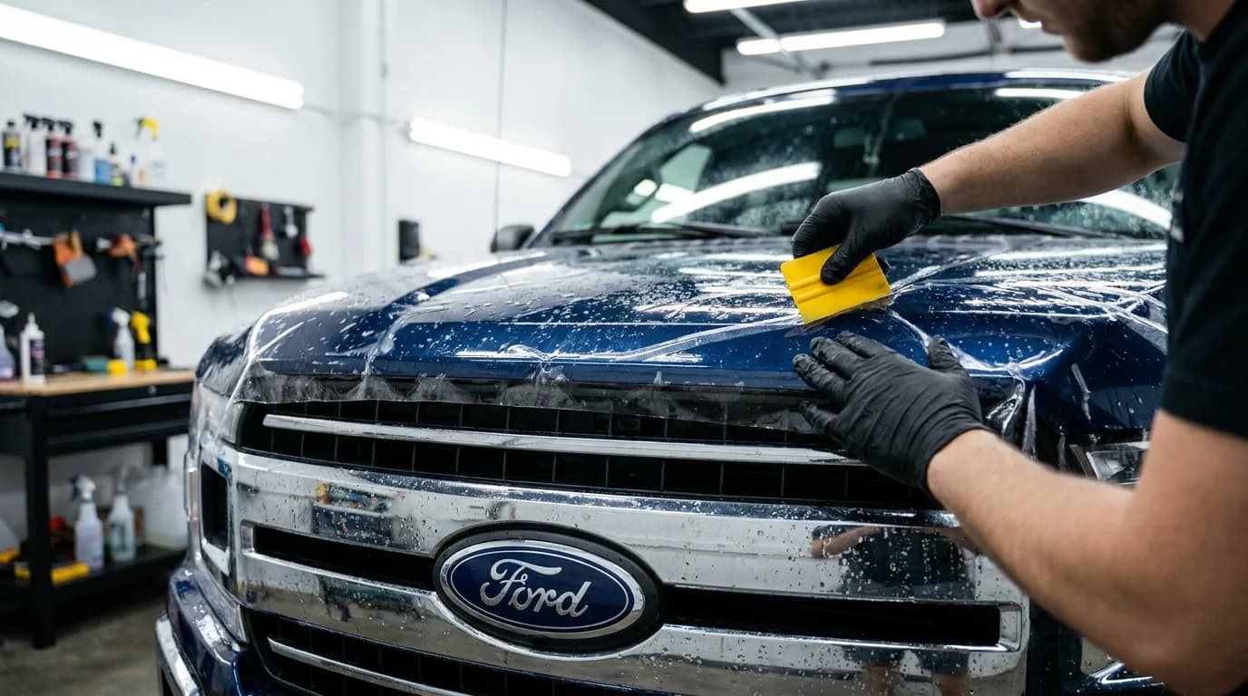 Ford F-150 PPF installation Calgary — professional paint protection film coverage rock chip defense