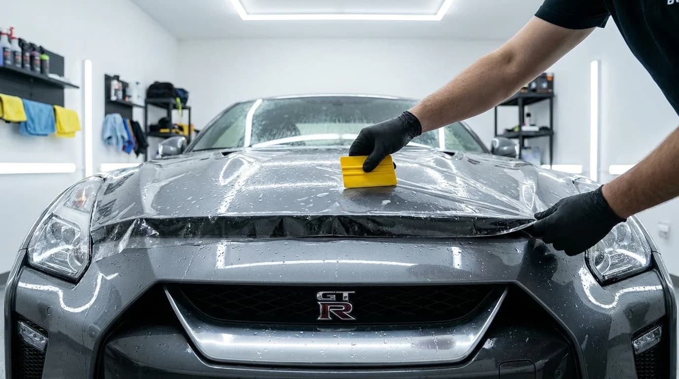 Nissan GT-R PPF installation Calgary — professional paint protection film coverage rock chip defense